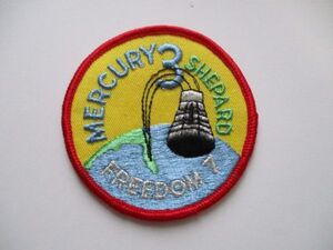 【送料無料】80s マーキュリー・レッドストーン3号『MERCURY3』FREEDOM7刺繍ワッペン/A飛行記念バッジ アップリケAフリーダム7 U4