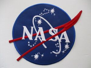 【送料無料・特大】90s アメリカ航空宇宙局NASAロゴ刺繍ワッペン/BIG宇宙開発パッチLOGOケネディ宇宙センター宇宙飛行士ロケット U4