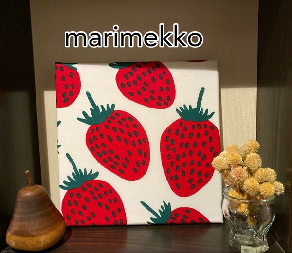 マリメッコ marimekko マンシッカ　ファブリックパネル いちご　ストロベリー　25×25