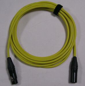 高品質カラーマイクケーブル　XLRオス/メス（ブラック）5ｍ　黄　FMB-5Y　ケーブルストラップ付き　
