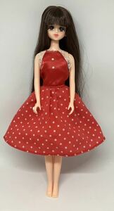 A1 1/6 タカラ製 ドール アウトフィット 水玉 ドット 赤 ワンピース ( ジェニーちゃん 人形 服 ドレス