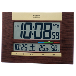 最落1円 特価　訳あり品 セイコー電波置掛時計 SQ440B　木目模様で薄型設計 (M7)