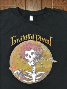  grate full dead GRATEFUL DEAD Skull T-shirt black black L lock band bar sa skull rose 