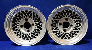 ジャンク出品＊メーカー不明＊14インチホイール＊14x6.5JJ/オフセット約 +12(実測)/pcd114.3-4H＊2本セット＊スピードスター風＊深リム!