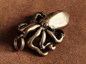  brass . key holder octopus .. sea . living thing ornament interior key chain Gold two -ply ring brass animal goods brass Gold 