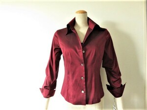 # new goods 19,000 jpy fine quality beautiful goods [ VICE VERSA ] high class made in Japan lustre blouse [40]11 number L postage 198 jpy wine red W925