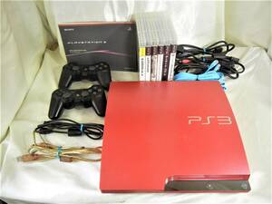 PS3 PlayStation3 プレステ3 スカーレット・レッド ■CECH-3000B 320GB■　コントローラー×2　 HDMIケーブル　ソフト6本　動作確認済 