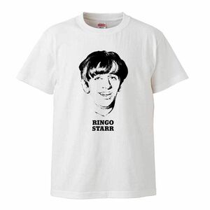 【Mサイズ 白Tシャツ】リンゴスター RINGO STARR ビートルズ BEATLES 染み込みプリント バンドTシャツ 60s レコード CD LP apple