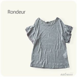 Rondeur . ティアード フリル スリーブ 異素材 mix フリル袖 ベーシック プルオーバー カットソー 送料無料