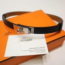 新品 未使用品 ★レア★ HERMES エルメス ケリー ベルト 18 ヴォー・エプソン C 刻印 ブラック シルバー金具 フランス製_画像1