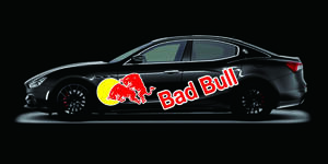 レッドブル　パロディー 特大BADBULL ステッカー 左右 暴走族 街道レーサー ドリフト 走行会 街道レーサー 旧車會 ドリフト シルビア E15