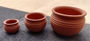 98.植木鉢■茶 壺 3個セット 穴なし 陶器鉢 鉢カバー 園芸 シンプル プランター ガーデニング（0630YO-4）