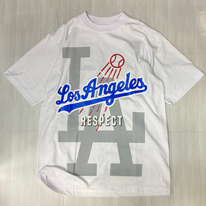 LA発【XL】 ロサンゼルス LosAngels 半袖 グラフィック 半袖 Tシャツ 白 RESPECT リスペクト 西海岸 ウェストコースト HIPHOP ストリート