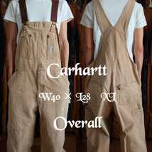 Carhartt カーハート ダック地 ダブルニーオーバーオール 古着 ベージュ W40 XL 【YOA396】_画像1