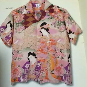 2009年　新品　SUN SURF　M　江戸歌舞伎　SS34664 　和柄　アロハシャツ　EDO KABUKI　サンサーフ　Hawaiian shirt　浮世絵　JAPAN　日本画