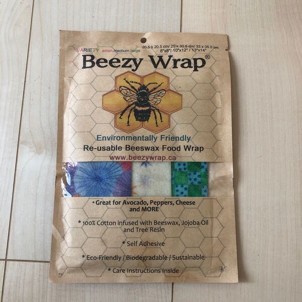 Beezy Wrap Bees Wax Coated Cotton Food Wrap 蜜蝋ラップ 3枚セット