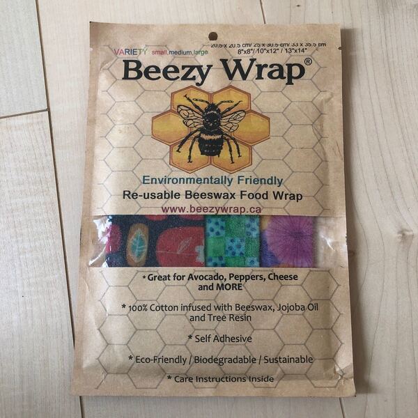 天然蜜蝋ラップ 3点セット Beezy Wrap Bees Wax Coated Cotton Food Wrap