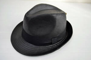  crack leather / simple / soft hat hat /CNT10446BK/ adjuster tape attaching /