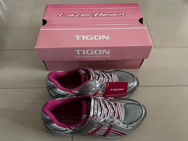 未使用 アシックス TIGON レーザービーム 22.0 シルバー asics タイゴン Lazer Beam スニーカー ピンク