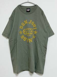 未使用品 BONJOVI ボンジョビ 2003年 BOUNCE ワールドツアー プリント バンド Tシャツ size L　検索 ロック　バンT