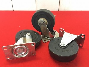 【ハンマーキャスター/420ER-R/100mm/ゴム車/3個セット】車輪台車家具工具