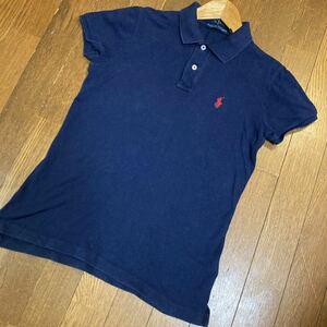 RALPH LAUREN ラルフローレン THE SKINNY POLO レディース サイズM 婦人服 ネイビー 刺繍ロゴ 綿100% 人気ブランド カジュアル 高級感 定番