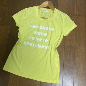 NATURAL BEAUTY BASIC ナチュラルビューティーベイシック 半袖シャツ 半袖Tシャツ レモンイエロー レディース ロゴプリントサイズM ヨガ