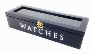 腕時計ケース コレクションボックス 英字ロゴ WATCH 5本収納 (ブラック)