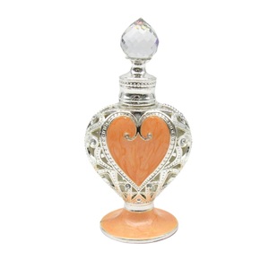  perfume bin puff .-m bottle Heart design antique manner glass made silver ( orange )