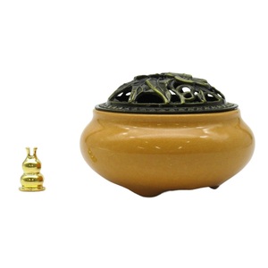  censer antique modern manner crack pattern ceramics made cover fragrance establish attaching ( yellow )