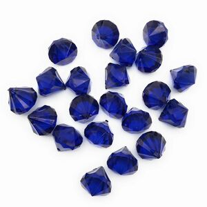 アクリルアイス キラキラ ダイヤモンド型 大きなビーズ 100個セット (ブルー)
