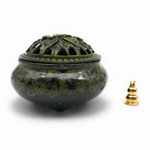  censer antique modern manner Schic . color tone ceramics made cover fragrance establish attaching ( green )