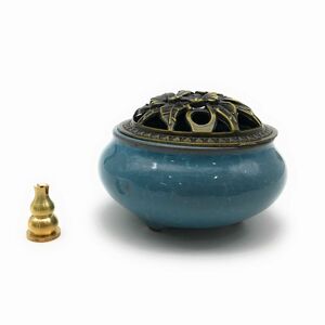 Античная горелка с благовонием антикварная керамическая крышка керамики с благовонием (светло -голубой)