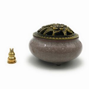Античная горелка с благовонием антикварная керамическая крышка керамики с благовонием (серый)