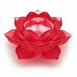  свеча держатель лотос. цветок стеклянный прозрачный ( красный )