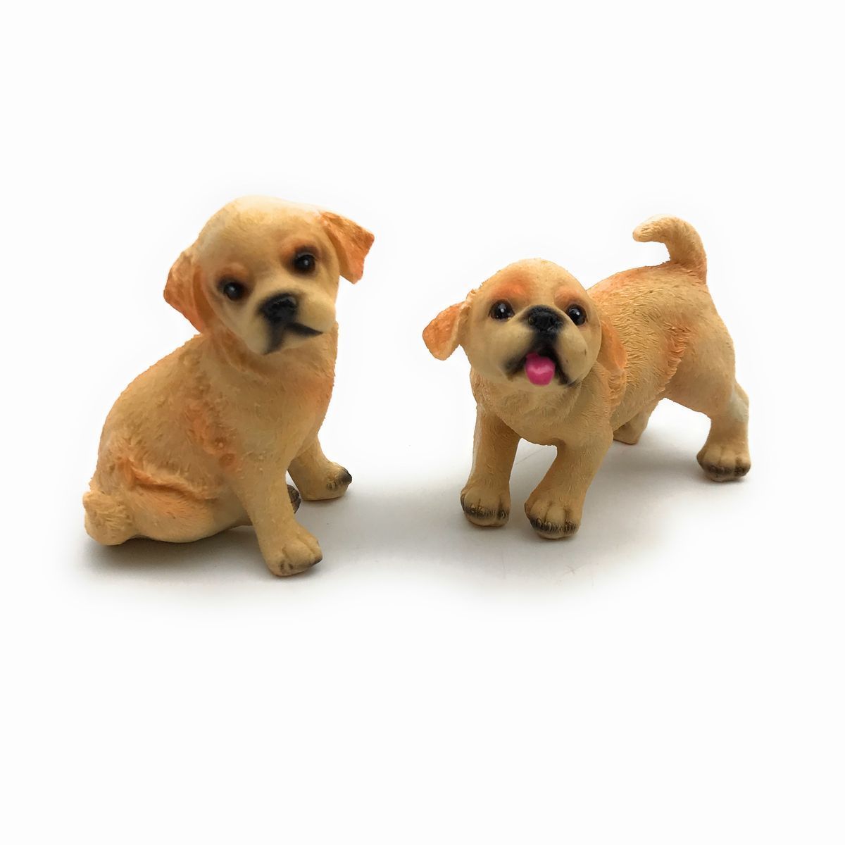 Realistische Hundefiguren – 2er-Set Welpen (Golden Retriever), Handgefertigte Artikel, Innere, Verschiedene Waren, Ornament, Objekt