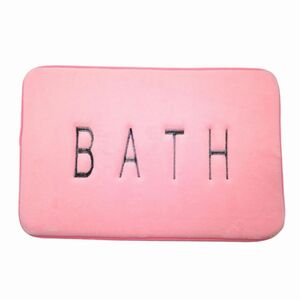 バスマット 足拭きマット BATH 英文字 シンプル すべり止め加工 (ピンクB)