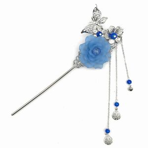  ornamental hairpin ... flower ..... charm attaching ( blue )