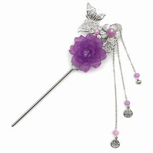  ornamental hairpin ... flower ..... charm attaching ( purple )