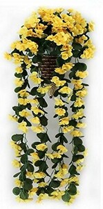 Art hand Auction 인공 등나무풍 벽걸이 꽃 (노란색), 수공, 수공예품, 아트플라워, 압화, 일반적인
