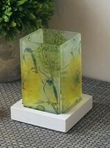 キャンドルホルダー 行灯風デザイン すりガラス ナチュラル (小鳥と花)_画像2