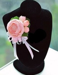 бутоньерка букетик искусственный цветок роза ( розовый )