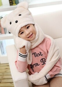  gloves hat muffler bear Chan child Junior ( white )