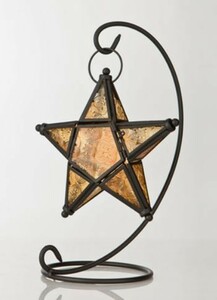  candle holder glass. . star .. type hanging lowering beautiful color tone ( yellow )