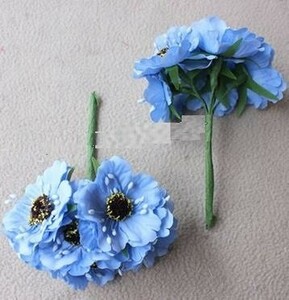 造花 花束 ミニサイズ 花6個×10束セット (ライトブルー)