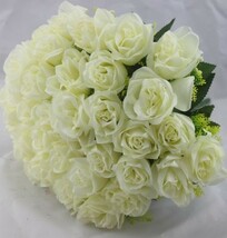 造花 バラ 花束 ブーケ 36個の花 (オフホワイト)_画像1