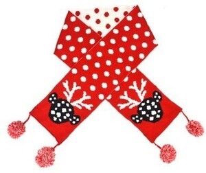  muffler reindeer × dot pattern bonbon attaching Kids Junior ( red )