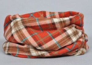  neck warmer watch cap tartan check pattern ( orange )