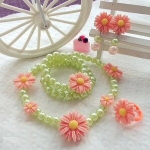  accessory for children gerbera pearl manner 4 point set ( green × pink )