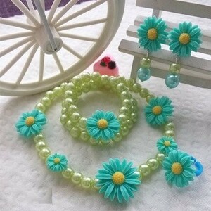  accessory for children gerbera pearl manner 4 point set ( green × light blue )